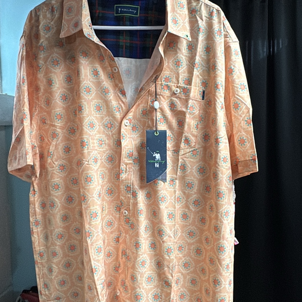William Murray Golf Men's Orange Geometric Shirt
